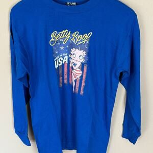 Betty Boop Made in the USA Long Sleeve shirt blue Medium